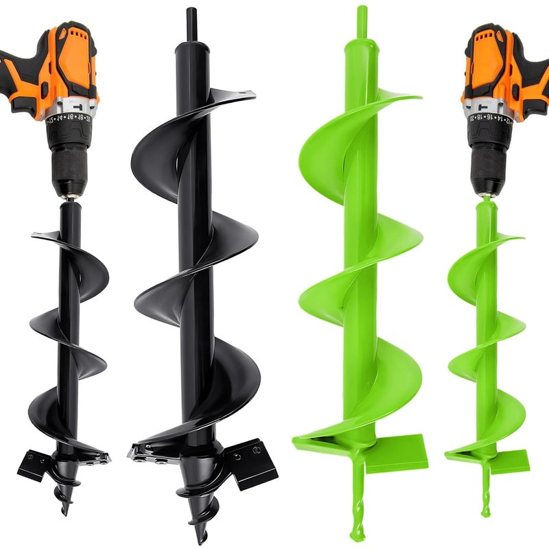 MAZING 16" x 4" Upgraded Spiral Auger Drill Bit for Planting, 2Pc Heavy Duty Garden Auger Bit, Bulb Planter Tool for Post Hole Digger Plant Flower Bedding Digging - Image 1